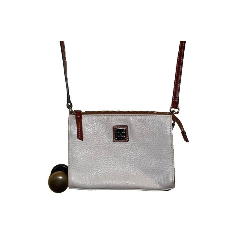 Dooney & Bourke White Pebble Grain Leather Crossbody Pouchette Bag Purse